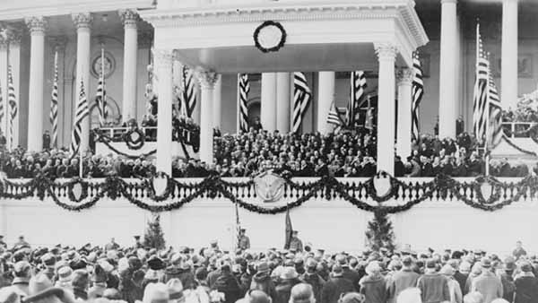 black and white photograph of the inauguration