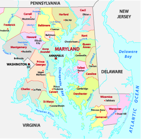 map of maryland and its counties
