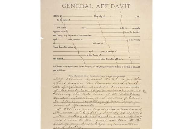 aged document with the title 'General Affidavit' 